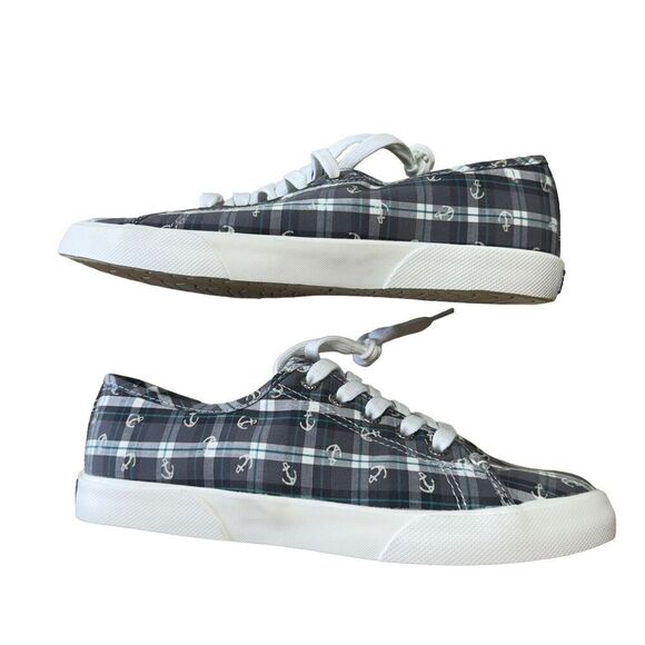Sperry Women's Top-Sider Pier View Anchor Gray Plaid Sz 8 Nautical Sneakers - Picture 8 of 9